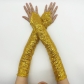 Long Fingerless Sequined Reflective Gloves Halloween Gloves Cosplay Stage Performance Gloves Nightclub Gloves