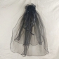 Dark Gothic style short ghost bride veil retro internet celebrity photo Halloween flower big butterfly double veil