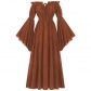 New Off-the-shoulder Ruffled Long Sleeve Renaissance Floor-length Dress