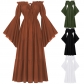 New Off-the-shoulder Ruffled Long Sleeve Renaissance Floor-length Dress