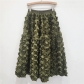 2024 European and American women's medium-length fluffy fairy A-line skirt French elegant three-dimensional rose flower skirt female