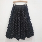 2024 European and American women's medium-length fluffy fairy A-line skirt French elegant three-dimensional rose flower skirt female