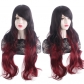 New European and American chemical fiber wig female long curly hair with bangs brown mixed color full COS wig set