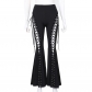 High waist lace hollow black flared trousers dark punk style autumn new versatile straight trousers