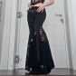 High waist lace hollow black flared trousers dark punk style autumn new versatile straight trousers