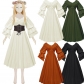 Medieval retro palace doll collar ruffled long-sleeved women's dress Victorian one-shoulder dress