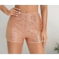 European and American fashion multi-color fashion sequin slim hot pants sequin mid-waist sexy straight shorts