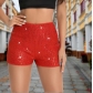 European and American fashion multi-color fashion sequin slim hot pants sequin mid-waist sexy straight shorts