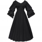 Medieval retro palace doll collar ruffled long-sleeved women's dress Victorian one-shoulder dress