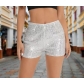 European and American fashion multi-color fashion sequin slim hot pants sequin mid-waist sexy straight shorts