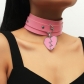 Harajuku rock lightning peach heart pendant neck rim heart broken love double -layer cortex neck with collarbone chain