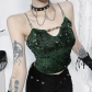 Summer 2024 new style fashion sequin velvet high-grade elastic slim waist camisole vest for women