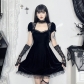 Summer 2024 new Gothic style velvet lace short skirt dark style temperament sexy dress for women