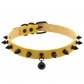 Punk dark style leather collar black alloy spike rivet bell pendant necklace choker neck strap