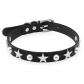 New personality niche imitation pearl five-pointed star rivet collar creative collar clavicle chain sexy PU leather necklace