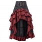 New European and American retro short front and long back irregular ruffle high waist splicing cake skirt