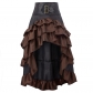 New European and American retro short front and long back irregular ruffle high waist splicing cake skirt