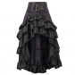 New European and American retro short front and long back irregular ruffle high waist splicing cake skirt