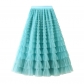 Mesh cake skirt women spring and autumn 2024 new style skirt fairy white gauze skirt pleated long skirt