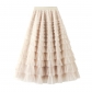 Mesh cake skirt women spring and autumn 2024 new style skirt fairy white gauze skirt pleated long skirt