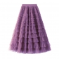 Mesh cake skirt women spring and autumn 2024 new style skirt fairy white gauze skirt pleated long skirt