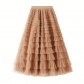 Mesh cake skirt women spring and autumn 2024 new style skirt fairy white gauze skirt pleated long skirt