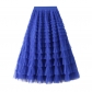 Mesh cake skirt women spring and autumn 2024 new style skirt fairy white gauze skirt pleated long skirt