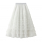 Mesh cake skirt women spring and autumn 2024 new style skirt fairy white gauze skirt pleated long skirt