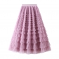 Mesh cake skirt women spring and autumn 2024 new style skirt fairy white gauze skirt pleated long skirt