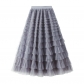 Mesh cake skirt women spring and autumn 2024 new style skirt fairy white gauze skirt pleated long skirt