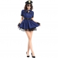 Blue policewoman role play costume Halloween party uniform cute dress short skirt suit