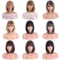 European and American Wigs for Women Black Brown Flaxen Gradient Short Hair Air Bangs Short Hair Synthetic Fiber Wigs