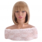 European and American Wigs for Women Black Brown Flaxen Gradient Short Hair Air Bangs Short Hair Synthetic Fiber Wigs