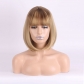 European and American Wigs for Women Black Brown Flaxen Gradient Short Hair Air Bangs Short Hair Synthetic Fiber Wigs