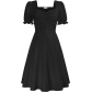 Womens 2024 Summer Puff Short Sleeve Cabana Dress Vintage 1950s Party Swing Dress