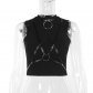 Summer 2024 new style dark street hottie versatile leather ribbon splicing metal vest top for women