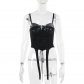 Summer 2024 new tops Dark style sexy hot girl versatile sequin lace camisole vest for women