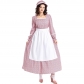 Halloween costume American history Civil War prairie colony pink square neck floral dress pioneer dress