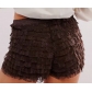 European and American sexy beach hot pants ruffled wave solid color Lolita low waist shorts skirt pants women