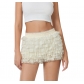 European and American sexy beach hot pants ruffled wave solid color Lolita low waist shorts skirt pants women