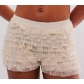 European and American sexy beach hot pants ruffled wave solid color Lolita low waist shorts skirt pants women