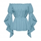 New Spring/Summer Women's Renaissance Shirts Ruffle Sleeve Off-The-Shoulder Ruffle Shirt Country Tops