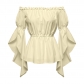 New Spring/Summer Women's Renaissance Shirts Ruffle Sleeve Off-The-Shoulder Ruffle Shirt Country Tops