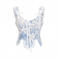 European and American new retro blue and white porcelain back strap bra all-match fishbone vest navel-baring hot girl top