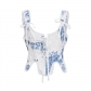 European and American new retro blue and white porcelain back strap bra all-match fishbone vest navel-baring hot girl top