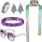 70s Disco Sequin Women Jewelry Earrings Sequin Scarf Sunglasses Bracelet Headband Accessories Set