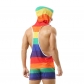 Rainbow Hooded Men's Vest V-Neck Hollow Breathable Thin Sexy Sleeveless Loose I-Beard Top Without Pants