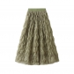 High-grade pleated skirt for women, new spring style, high waist, slim, medium and long A-line, large swing gauze skirt