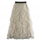 Wavy mesh tulle skirt for women summer 2022 new elastic waist slim medium-length solid color swing skirt