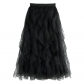 Wavy mesh tulle skirt for women summer 2022 new elastic waist slim medium-length solid color swing skirt